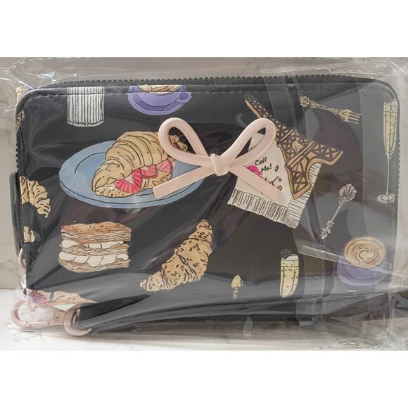 BETSEY JOHNSON Xokara French Dining Medium Zip-Around Wristlet - Picture 9 of 9